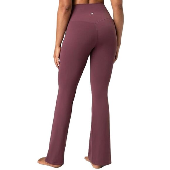 Colorfulkoala Women's Dreamlux Crossover Flare Leggings High Waist Plum Small - Picture 3 of 5